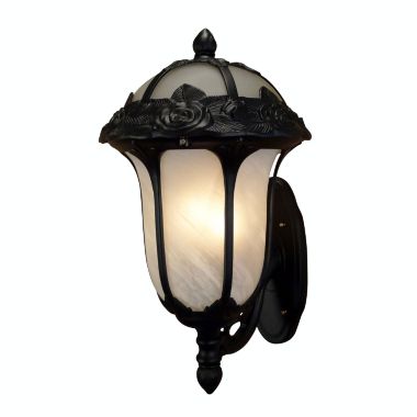 Special Lite Products Rose Garden F-3717-BLK-AB Large Bottom Mount Light with Alabaster Glass. View a larger version of this product image.