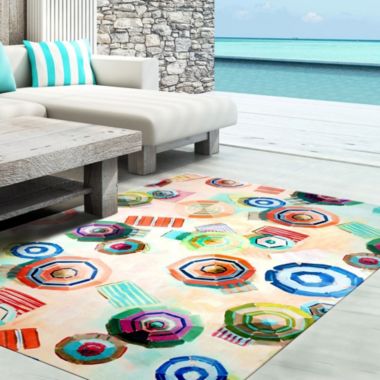 Homefires Decorative Indoor/Outdoor Accent Rug Beach Umbrellas - 20" X 30". View a larger version of this product image.
