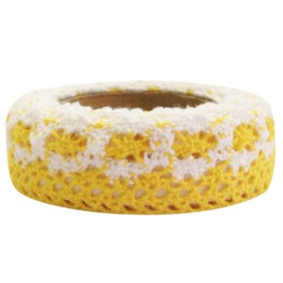 Wrapables Colorful Decorative Adhesive Lace Tape, Colorful Yellow