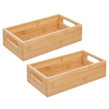 mDesign Bamboo Storage Bin for Home Office Desk - 2 Pack - Natural. View a larger version of this product image.