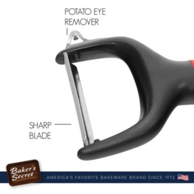 Baker's Secret Peeler, Y-shape, Stainless Steel, Kitchen Essentials, Red. View a larger version of this product image.