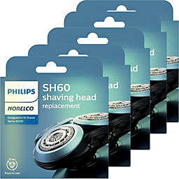 5x Philips Norelco Replacement Head for Series 6000 Shavers Black