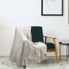 Oversized Chenile Fringe Throw Blanket Plush Soft 50x70 Solid Color NEW! 