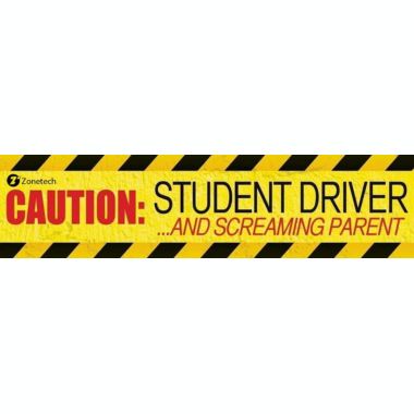 Zone Tech 1-Pack Caution Student Driver and Screaming Parent Funny Magnetic Bumper Sticker Sign for Student Driver - 12" X 3" & 35 Mil Thick. View a larger version of this product image.