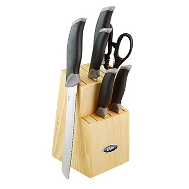 Oster Lingbergh 14 Piece Stainless Steel Cutlery Knife Set with Pine Wood Block. View a larger version of this product image.