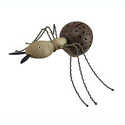 Zeckos Wood and Coconut Shell Fire Ant Statue Coin Bank