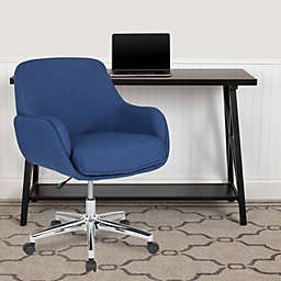 Emma + Oliver Home and Office Mid-Back Molded Frame Chair in Blue Fabric