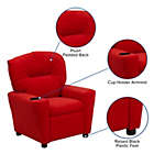 Alternate image 2 for Flash Furniture Contemporary Red Microfiber Kids Recliner With Cup Holder - Red Microfiber