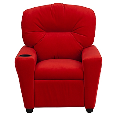 Flash Furniture Contemporary Red Microfiber Kids Recliner With Cup Holder - Red Microfiber. View a larger version of this product image.