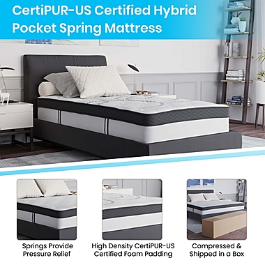Emma + Oliver 12 Inch CertiPUR-US Certified Hybrid Pocket Spring Mattress, Twin Mattress in a Box - Premium Mattress. View a larger version of this product image.