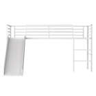 Alternate image 0 for Slickblue Twin Metal Loft Bed with Slide with Safety Guardrails and Built-in Ladder-White