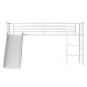 Slickblue Twin Metal Loft Bed with Slide with Safety Guardrails and Built-in Ladder-White