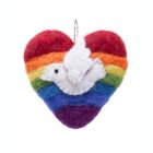 Alternate image 1 for Global Crafts Rainbow Heart and White Dove Handmade Felt Ornaments, Set of 2