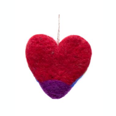 Global Crafts Rainbow Heart and White Dove Handmade Felt Ornaments, Set of 2. View a larger version of this product image.