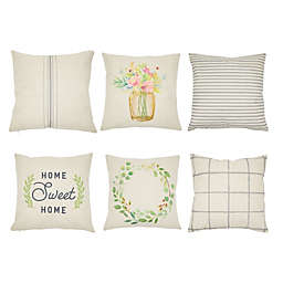 Farmlyn Creek Farmhouse Throw Pillow Covers 18x18, Set of 6 Home Sweet Home Sofa Cushion Cases