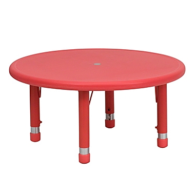 Flash Furniture Wren 33&#39;&#39; Round Red Plastic Height Adjustable Activity Table. View a larger version of this product image.