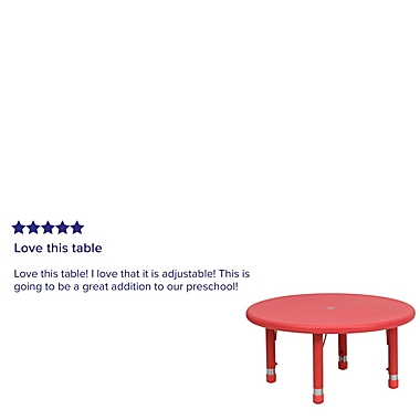 Flash Furniture Wren 33&#39;&#39; Round Red Plastic Height Adjustable Activity Table. View a larger version of this product image.