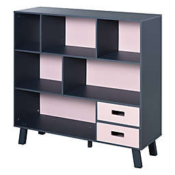 HOMCOM 3-Tier Child Bookcase Open Shelves Cabinet Floor Standing Cube Storage Organizer with Drawers - Pink
