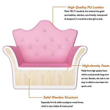 Costway Pink Kids Armrest Chair w/ Ottoman. View a larger version of this product image.