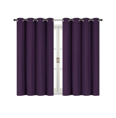 Kate Aurora 100% Hotel Thermal Blackout Purple Grommet Top Curtain Panels - 50 in. W x 45 in. L, Purple