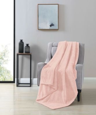 Kate Aurora Ultra Soft & Plush Herringbone Fleece Throw Blanket Covers - Pink/Blush