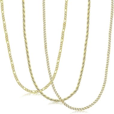 GoodMerchan - Men's Gold Plated Chain Set - 3 Pieces - Stress-Relieving Spinner Ring Set. View a larger version of this product image.