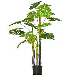 HOMCOM 4FT Artificial Monstera Tree Faux Decorative Plant in Nursery Pot for Indoor Outdoor Décor
