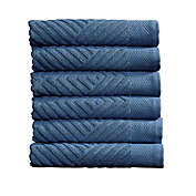 NY Loft Lake Blue 6 Pack Hand Towels, 100% Cotton Soft Luxury Towel,  Textured  Hand Towels 16 x 28, Brooklyn Collection