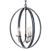 Irvins Country Tinware Irvin&#39;s Country Tinware 20-Inch Oval Sphere Chandelier in Black