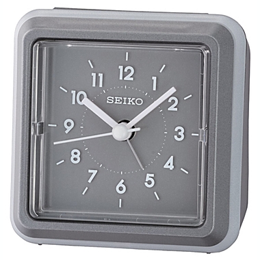 Seiko 3" Ena Bedside Alarm, Grey. View a larger version of this product image.