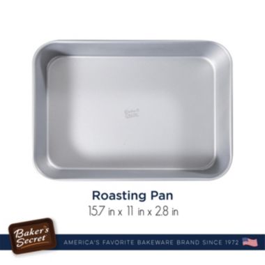Baker's Secret Roasting Pan Steel 16"x11", Double Layers Non-stick Coating, Aluminized Steel, Dark Gray, Superb Collection. View a larger version of this product image.