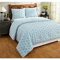Better Trends Athenia Collection 100% Cotton Tufted Chenille 2 Piece Twin Comforter Set - Blue