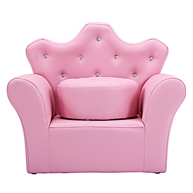 Costway Pink Kids Sofa Armrest Chair Couch w/Ottoman for Children Toddler Christmas Gift. View a larger version of this product image.