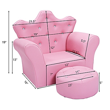 Costway Pink Kids Sofa Armrest Chair Couch w/Ottoman for Children Toddler Christmas Gift. View a larger version of this product image.