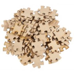 Unfinished Jumbo Wood Puzzle Pieces for Crafts Natural Color, 50 Pack 