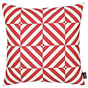 HomeRoots Red and White Geometric Squares Decorative Throw Pillow Cover - 18" x 18"