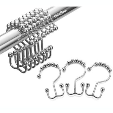 2lbDepot Shower Curtain Rings Hooks - Bronze Finish - Premium 18/8 Stainless Steel - Oil Rubbed Double Hooks with Easy Glide Rollers - Six Finishes Available - Set of 12 for Shower Rod. View a larger version of this product image.