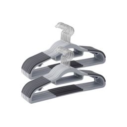 SONGMICS Pack of 50 Coat Hangers, Heavy Duty Plastic Hangers with Non-Slip Design, Space-Saving Clothes Hangers, 0.2 Inch Thickness, 360Â° Swivel Hook, 16.5 Inches Wide, Gray