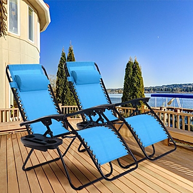 Costway 2 pcs Folding Lounge Chair with Zero Gravity. View a larger version of this product image.