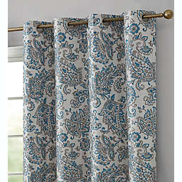 THD Paisley Faux Silk 100% Blackout Room Darkening Thermal Lined Energy Efficient Curtain Grommet Panels - Pair