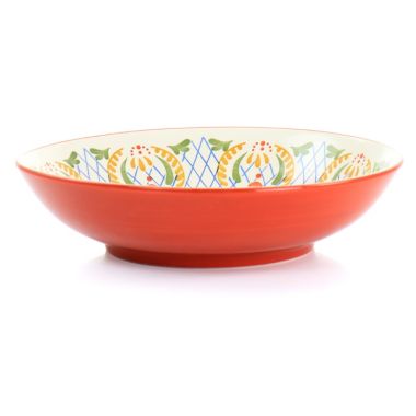 Laurie Gates California Designs Tierra 10.5 Inch Hand Painted Stoneware Pasta Bowl in Red. View a larger version of this product image.