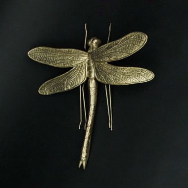 Contrast 11.5 Inch Resin Gold Dragonfly Painted Sculpture Wall Art Home Decor Hanging Statue. View a larger version of this product image.