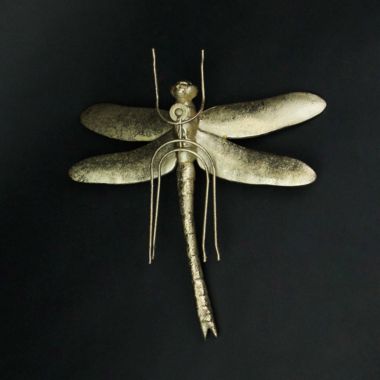 Contrast 11.5 Inch Resin Gold Dragonfly Painted Sculpture Wall Art Home Decor Hanging Statue. View a larger version of this product image.
