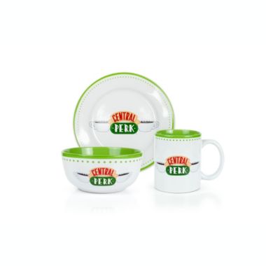 Friends Central Perk Coffee House Themed Dinnerware Dining Set Official Friends Collectible Ceramic Display Includes Plate, Bowl, And Mug 3-Piece Set. View a larger version of this product image.