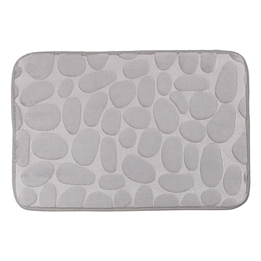 PiccoCasa Flannel Memory Foam Fill Washable Absorbent Bath Mat Rug 24"X16" Gray Cobblestone. View a larger version of this product image.