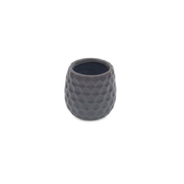 Cheungs Decorative Gray Ceramic Planter with a Hexagon Textured Pattern. View a larger version of this product image.