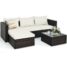 Alternate image 2 for Costway 5 Pieces Patio Rattan Furniture Set with Coffee Table-Off White