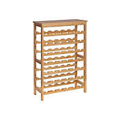 SONGMICS 42-Bottle Wine Rack Free Standing Floor, 7-Tier Display Wine Storage Shelves with Table Top, Bamboo Wobble-Free Bottle Holder for Kitchen Bar Dining Room Living Room, Natural