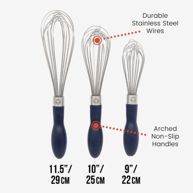 Chef Pomodoro Kitchen Whisk 3-Piece Set, Stainless Steel Wire Balloon Whisk Utensil, Baking Wisk Kitchen Cooking Tool. View a larger version of this product image.