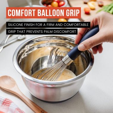 Chef Pomodoro Kitchen Whisk 3-Piece Set, Stainless Steel Wire Balloon Whisk Utensil, Baking Wisk Kitchen Cooking Tool. View a larger version of this product image.